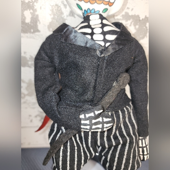 Day Of The Dead Skeleton Doll Striped Pants Shelf Sitter Halloween Holiday Home - Picture 6 of 16